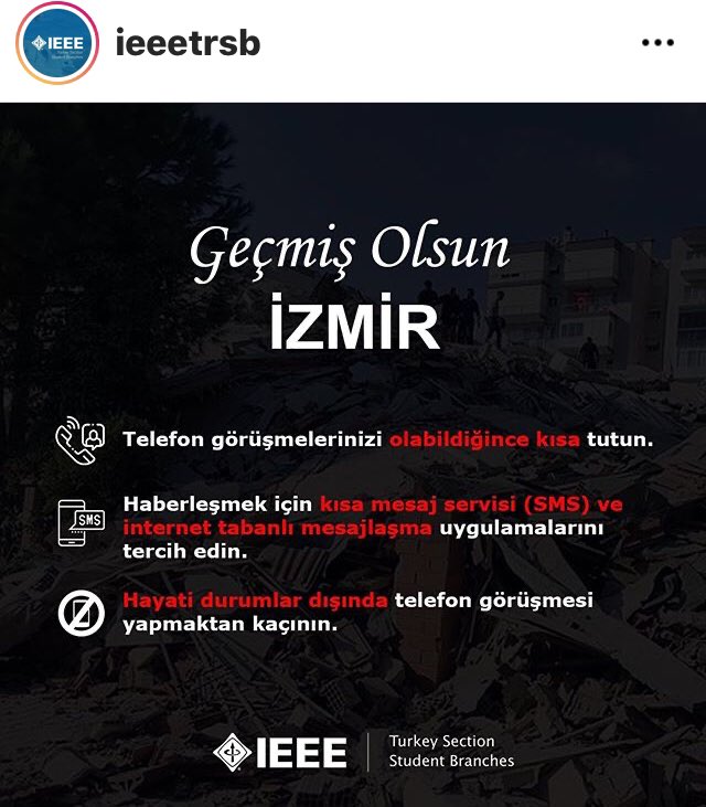 Çok güzel bir paylaşım olmuş. Teşekkürler arkadaşlar. “Lütfen Bunlara Dikkat Edelim” #deprem #depremizmir #ieee #izmir #dikkatedelim
