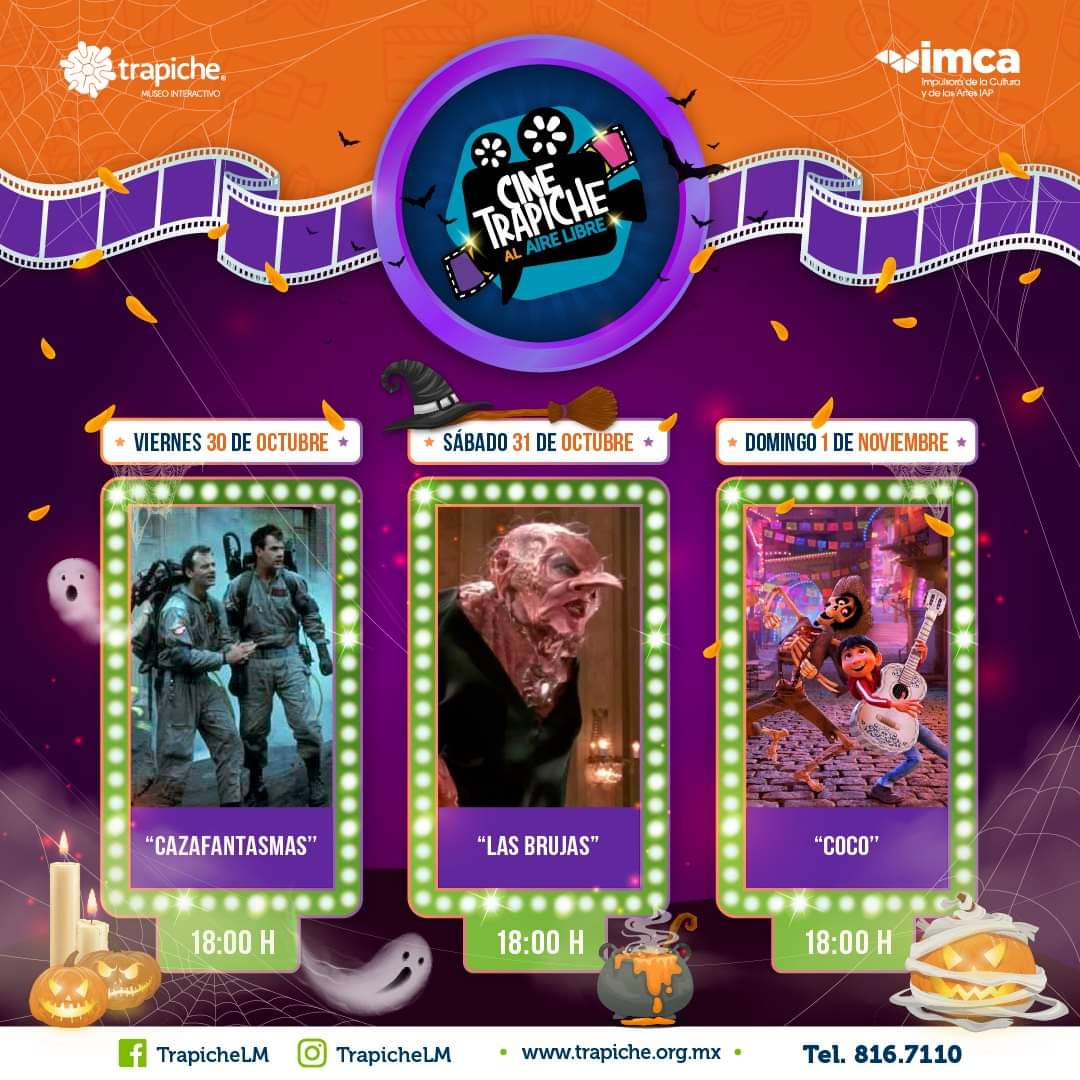 Recuerda que hoy iniciamos con este ciclo de películas temáticas al aire libre. Te esperamos hoy a las 18:00hrs. con la película Cazafantasmas 🎬👻🎬

🎃¡ENTRADA GRATUITA!
⚠️CUPO LIMITADO