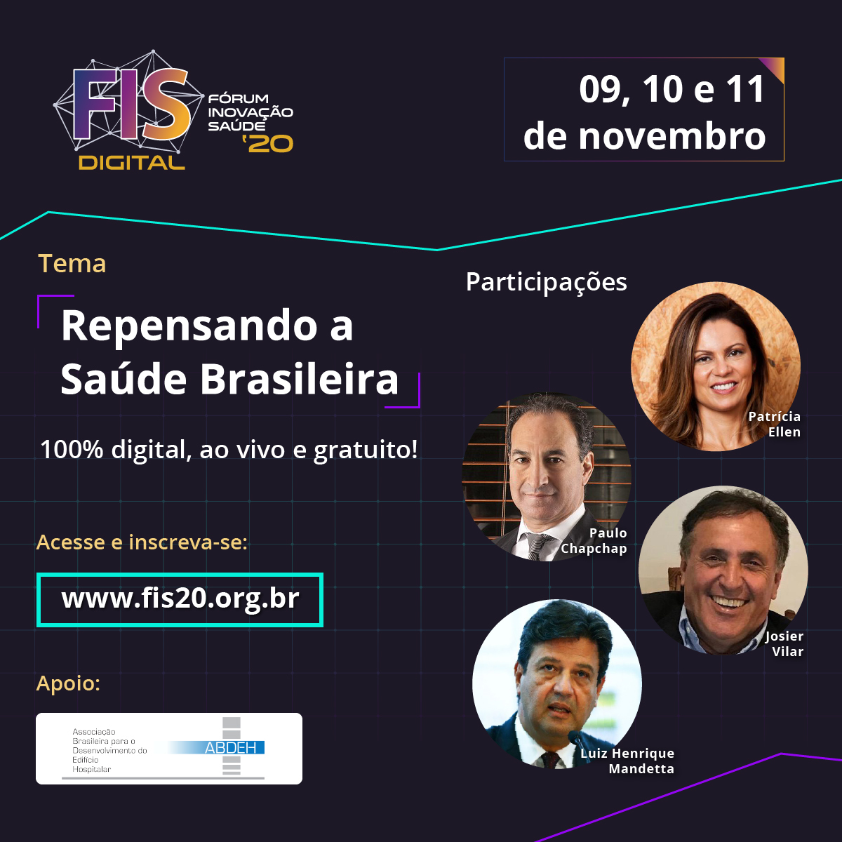 ABDEH's tweet photo. Mais um evento imperdível do nosso parceiro @iniciativafis. Inscrições abertas! Participe.

#somosABDEH #ABDEH #ABDEHdigital #edificiohospitalar #abdehbrasil #abdehbr #iniciativafis https://t.co/k7SClySlGH