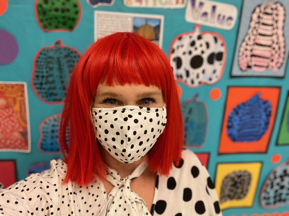 Happy Halloween 🎃 from the <a href="/bisseahawks/">Berlin Intermediate School</a> art department! Representing some amazing female artists today! #FridaKahlo #YayoiKasuma <a href="/WorcesterSystem/">Worcester Schools MD</a> #HappyHalloween #DiaDeMuertos