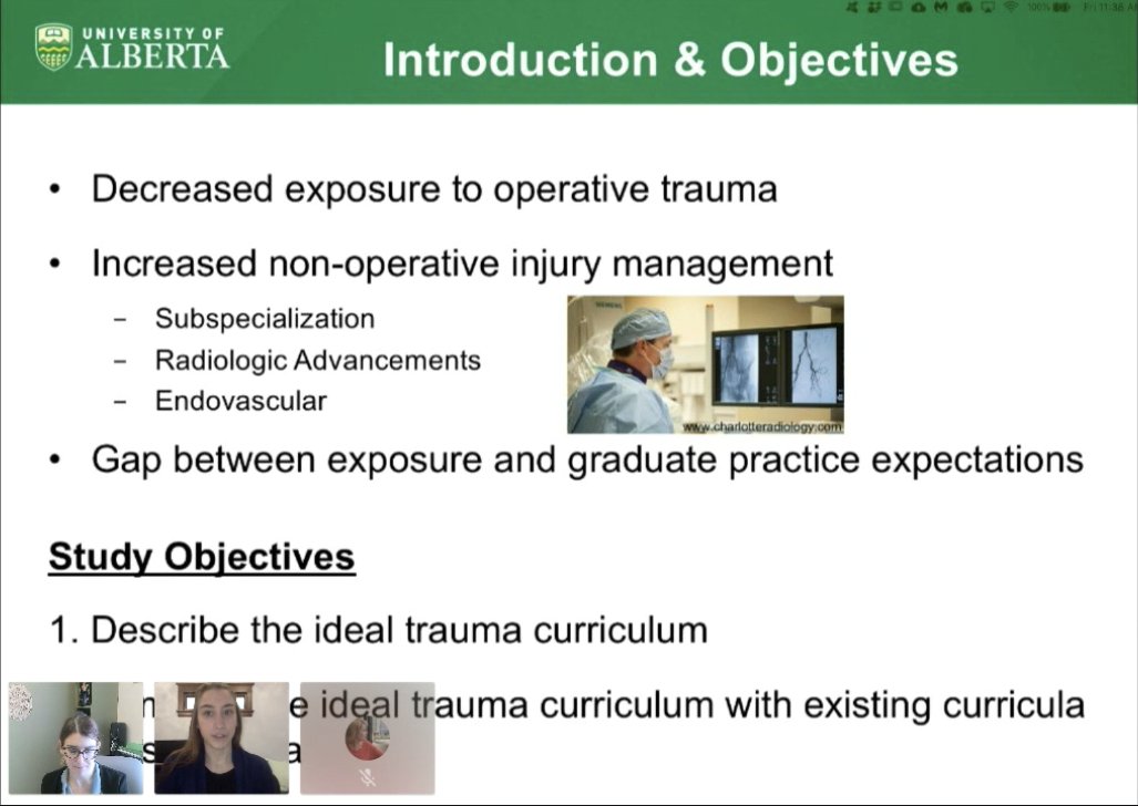 CUSEC_Surgery's tweet photo. Dr. Joanna Ryan from the University of Alberta presents "A Needs Assessment of Canadian General Surgery Postgraduate Trauma Training"

#CCASE2020 https://t.co/Xb3Pbc1q1X