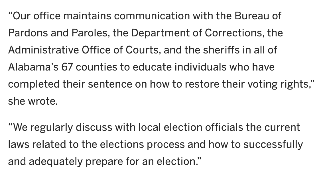 But Grace Newcombe, a spokeswoman for Secretary of State John Merrill, says that his office has gone to great lengths to educate officials and the public: 17/X