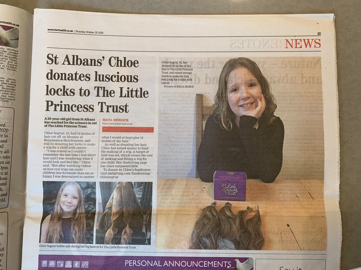 Great to see this in my local paper this week. I have been working with <a href="/LPTrustUK/">Little Princess Trust</a>  for over a year now and am constantly inspired by the work they are doing. Great effort <a href="/PhilBrace3/">Phil Brace</a> and team - was truly delighted to see this!