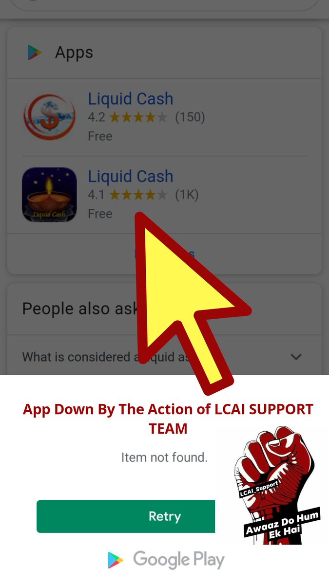 LCAI_Support's tweet photo. One More App Down after a Complaint by @LCAI_Support
We are in action, Many more illegal money lending apps will be down soon. It's a stern warning to such apps to STOP HARASSING PEOPLE.
#AppBandKaro
#LiquidCash #LCAI #LCAIkiAwaaz #WeToo https://t.co/ip2PmvlJBi
