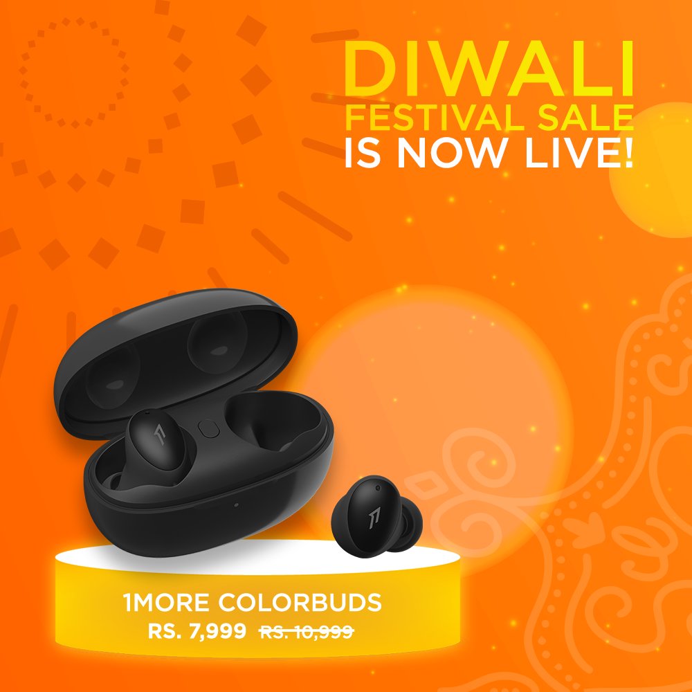 1Moreindia's tweet photo. Enjoy music all day &amp; never skip a beat with the 1MORE Colorbuds True Wireless Earbuds. The 1MORE Diwali Festival Sale is live, save up to 50% off only on https://t.co/RjhgVHPDss

#DiwaliSale #HEARMORE #1MORE #Festive https://t.co/qgOvU8Ww1w
