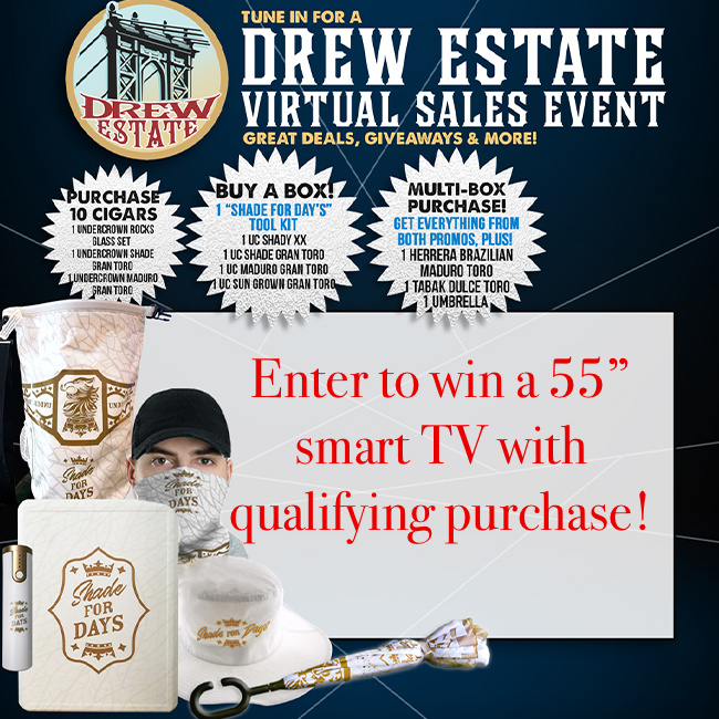 Don't miss out on a chance to win a 55" smart TV or these deals from Drew Estate! conta.cc/3kL2eBm