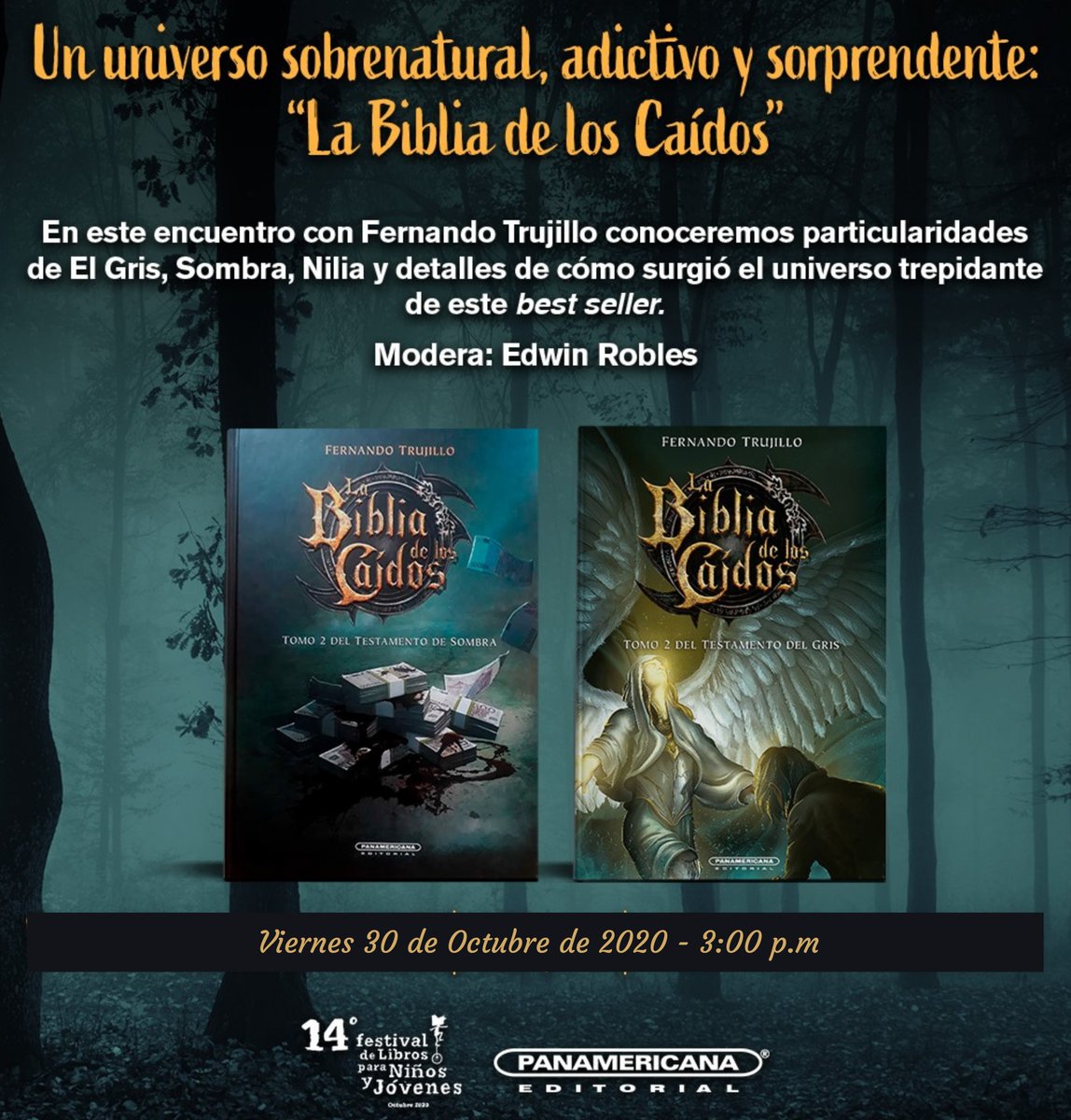 EdicionesMexico's tweet photo. ¡Atención caídos! Hoy cierre del #FestivalLIJ desde Colombia, una charla sobre "La Biblia de los Caídos" con Fernando Trujillo y EDWIN ROBLES
Vayan a la transmisión 📍FB Live: @PanamericanaEdi
.
.
#lbdc #labibliadeloscaidos #caidos #fernandotrujillo #literaturajuvenil #lbdlc https://t.co/NE62UI7WKO