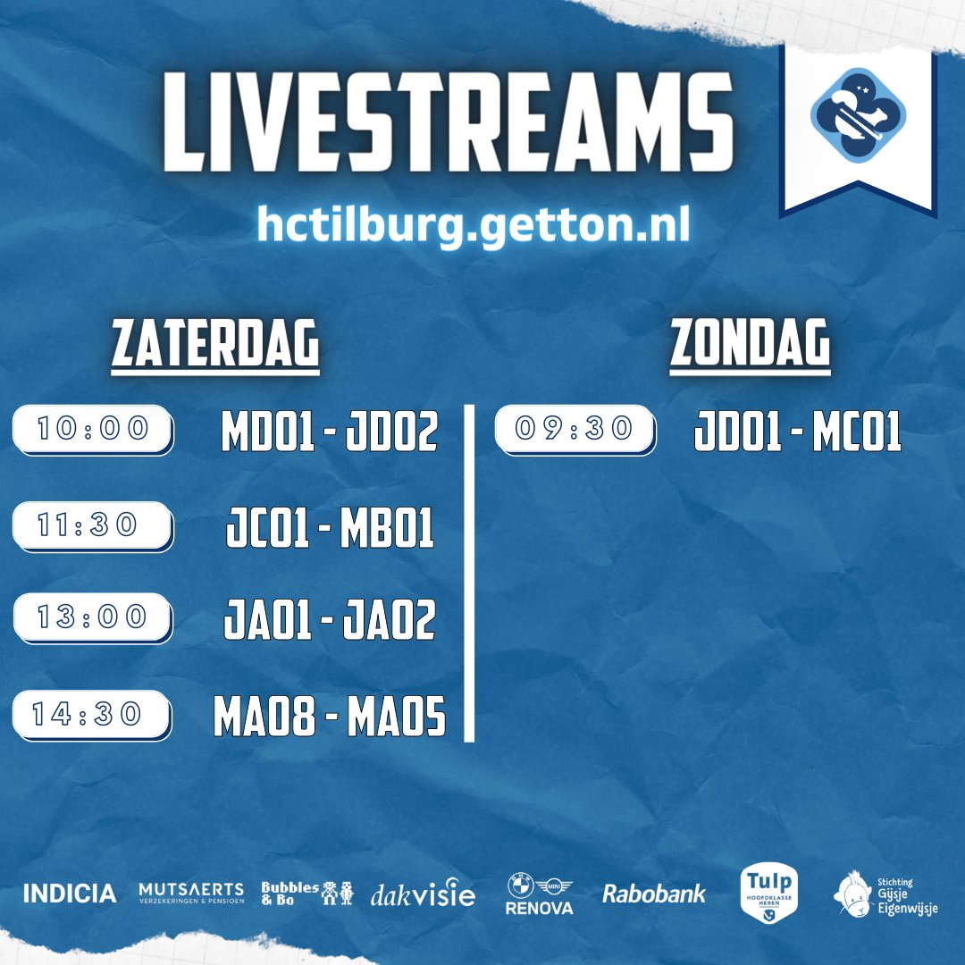 Dit weekend wordt er weer volop ge-livestreamd! De wedstrijden zijn te zien via hctilburg.getton.nl. Veel kijkplezier!