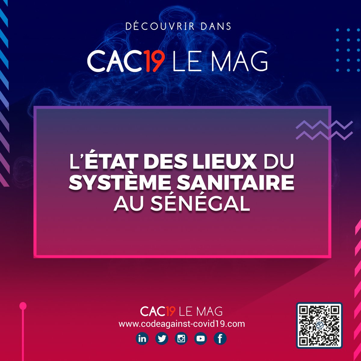 CodeCovid's tweet image. Avec cette crise mondiale, tout notre quotidien a été bouleversé. En ce moment, une remise en question est nécessaire. Découvrez l’état des lieux du système sanitaire au #Sénégal pour comprendre quelles leçons nous devrions tirer de cette pandémie.  #DaanCorona #Cac19LeMag