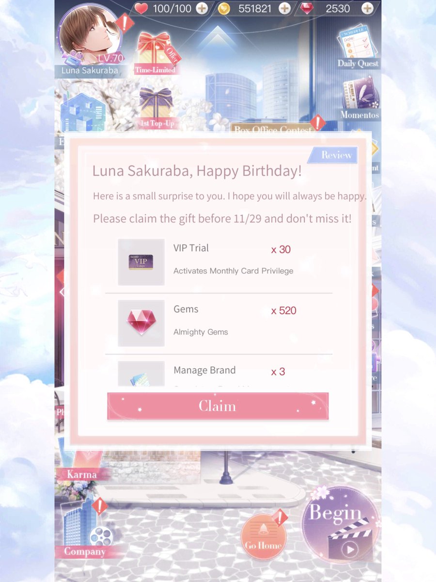 [MLQC] I rarely play this game these days(cause the RNG there is slightly worse than LN) but I got Kiro to wish me a happy birthday(I did Gavin last year)