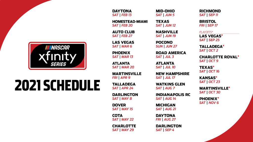 Xfinity Schedule 2022 Nascar Xfinity On Twitter: "News: Nascar Unveils 2021 #Xfinityseries  Schedule. Details: Https://T.co/Oxv9Rdvcgx Https://T.co/Ogdd9Rjksz" /  Twitter