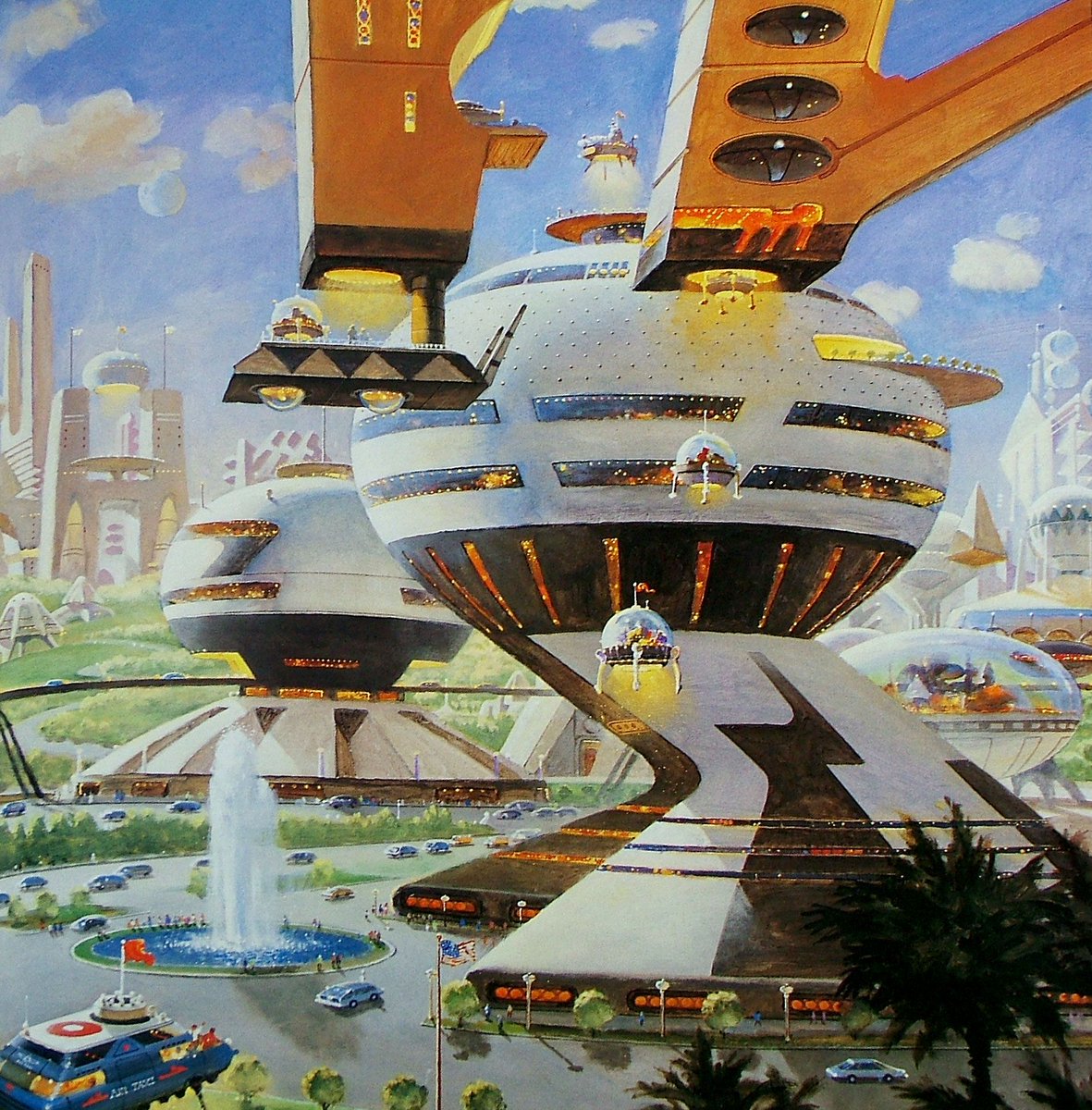 ‘City Center’ by Robert McCall
Date unknown.

#art #futurism #futuristic #future #cityliving #futurecities #Illustration #sciencefiction #scifi #scifiillustration #painting #RobertMcCall