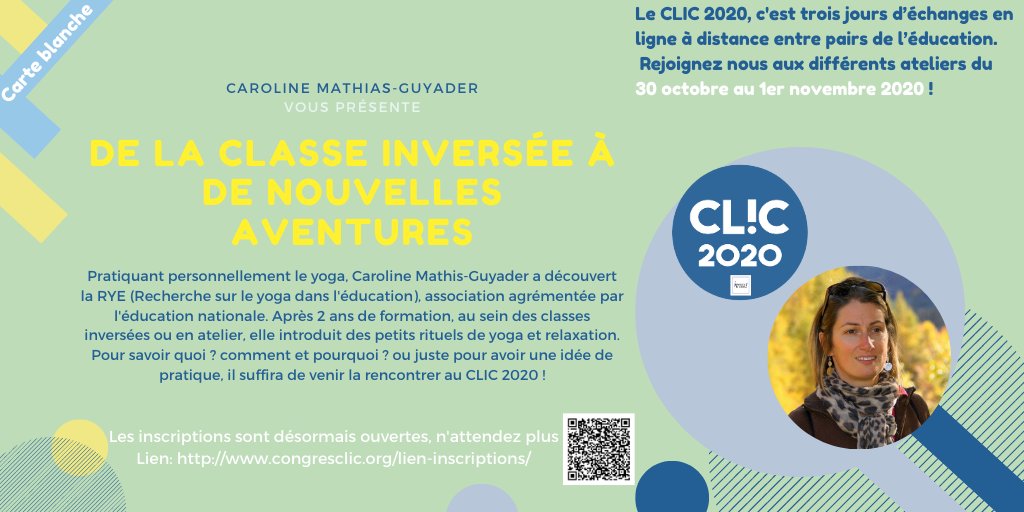 caromath94's tweet photo. Après plusieurs participations au #CLIC où je me suis nourrie d'interventions inspirantes, à mon tour cette année d'intervenir pr partager un peu de mon parcours des #classesinversées à de nouvelles aventures #sciencescognitives #approchetêtecoeurcorps #psychologiepositive #yoga https://t.co/YOTus0twiR