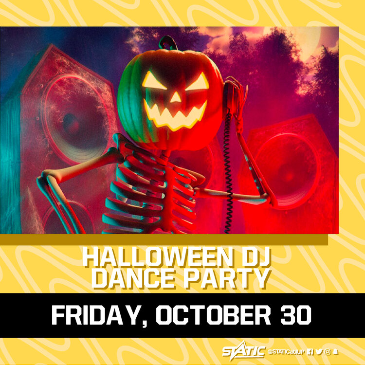 🎵They did the mash, they did the monster mash🎵 Monster Mash it up tonight for <a href="/STATICatIUP/">STATIC</a>'s virtual Halloween DJ Dance Party! Starts at 8:00 PM, scare ya there! 🎃