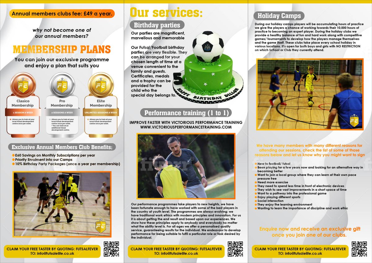 🎯We have a variety of services ⚽️
👀Please take a few second to look 😃👇🏽

#futsal #lessons #schools #clubs #training #1to1 #birthdays #parties #holidays #camps #club
