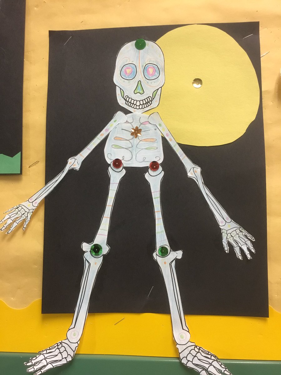 MrO_211's tweet photo. Finished some fun Halloween activities this week. Created symmetrical skeletons using our cursive names as the body with a dia de los muertos theme. We also made monsters using google eyes to set up an array. #ThisisWES https://t.co/0Ow7ZcBg4h