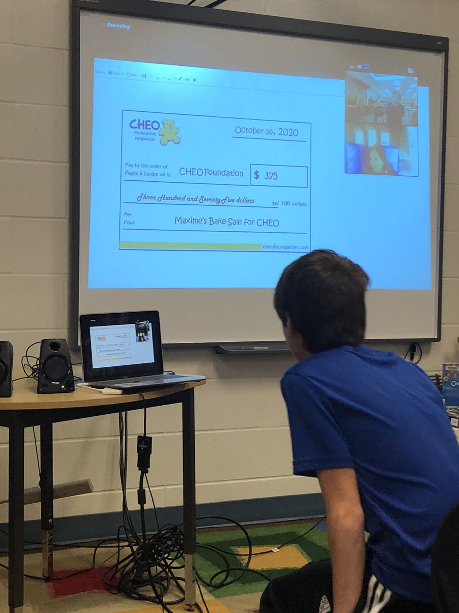 StAnneOCSB's tweet photo. Special meeting with Mandy from @CHEO Congratulations Max for raising $375.00!!! @BlairDenisa @sierraladeroute @OttCatholicSB #ocsbBeCommunity #LionPride 🙏❤️ https://t.co/irk4tatARj