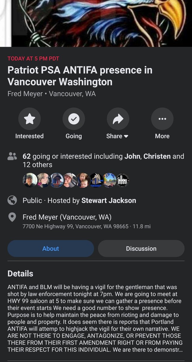 4 different Far Right contingents calling for peeps 2 show at Vigil.Audra Price from  #BlueLivesMatter Cops NW group and Joey Gibson of Patriot Prayer are 2. Audra helps spread rumors there was a riot last night in Hazel Dell. I havnt seen this type of chud response in a bit 2/