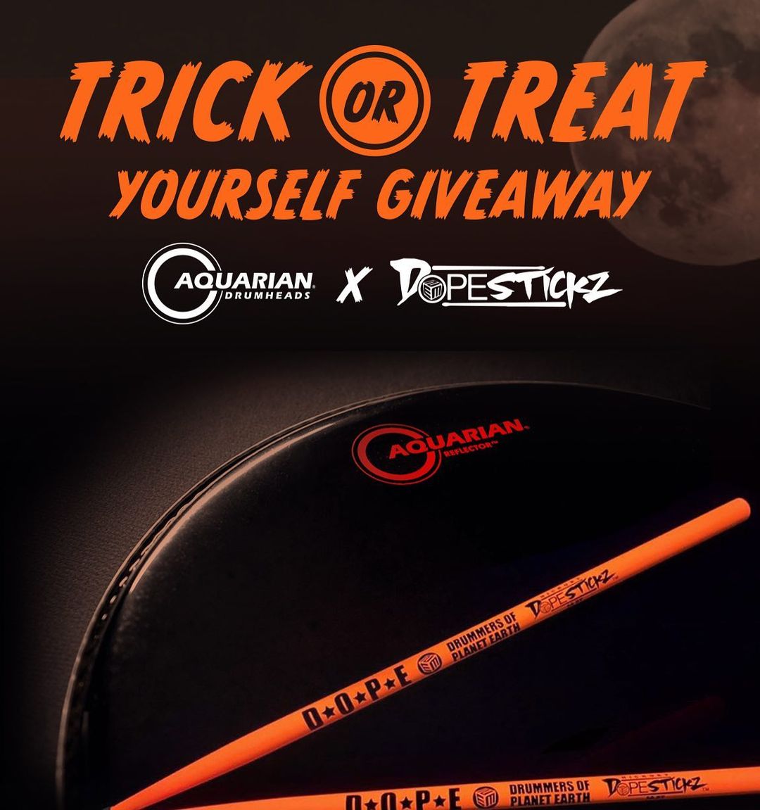 Aquarian Drumheads (@aquarianheads) on Twitter photo Get your hands on this all new, limited release Black Texture Coated Reflector head and a pair of orange DOPE Stickz with our Trick or Treat Yourself Giveaway! To enter:
โก๏ธ Tag a friend in the comments
โก๏ธ Retweet this post
โก๏ธ Enter the drawing here: shop.aquariandrumheads.com/pages/trickortโฆ Get your hands on this all new, limited release Black Texture Coated Reflector head and a pair of orange DOPE Stickz with our Trick or Treat Yourself Giveaway! To enter:
โก๏ธ Tag a friend in the comments
โก๏ธ Retweet this post
โก๏ธ Enter the drawing here: shop.aquariandrumheads.com/pages/trickortโฆ