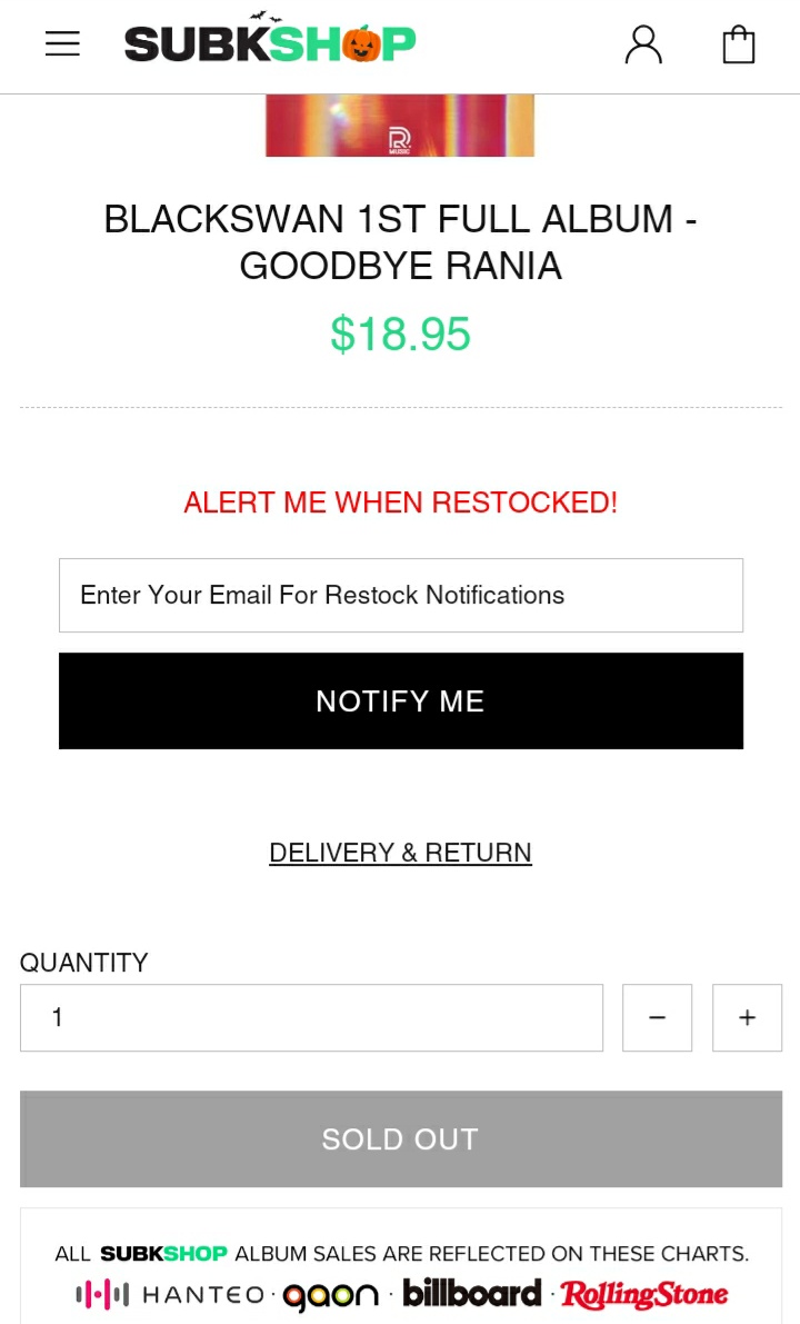 SquadBlackSwan_'s tweet photo. [INFO📈]

El Álbum "Goodbye Rania" está agotado en  SubKshop😲.

También esta disponible para los Gaon, Hanteo, Billboard e Rolling Stone. 

✨📎https://t.co/JxX5Thl2FH

#Akinory #BLACKSWANDebutStage https://t.co/08ZsCE9hYy