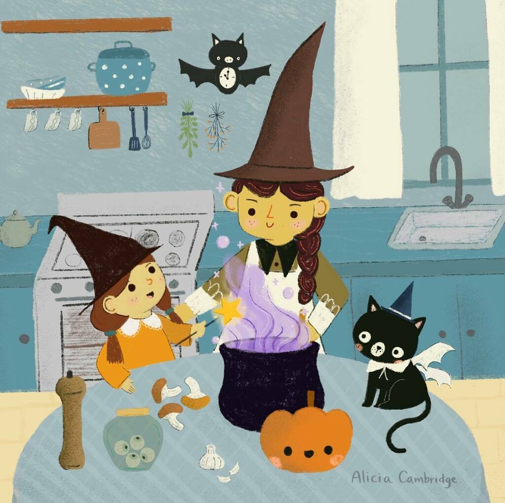 AliciaCambridge's tweet photo. Making magic potions to fix the world...only if that was possible...
.
.
.
.
.
.
.
.
.
.
#picturebookillustration #childrensbookillustration #kitchenillustration #halloweenillustration #cutehalloween #witches #letsmakepb #freelanceillustrator #kidlitart… https://t.co/Uxhi0npMdg https://t.co/IR55W8LO2P