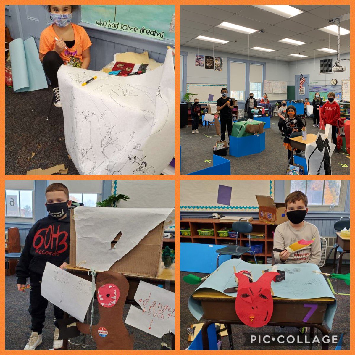 MsWalkama's tweet image. We had a “Desk Costume Contest” in 4th grade today.  There were some very creative designs! #lionpride