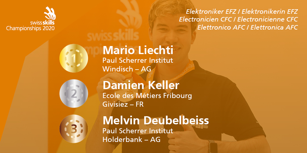 SwissSkills's tweet photo. 🥇🥈🥉 Wow, quelles belles performances accomplies lors des championnats suisses du métier electronicien CFC / electronicienne CFC. Félicitations aux médaillés pour leurs performances hors du commun 👏🏼 ! 

@psich_de 

#SwissSkills #Championships2020
#SwissMadeExcellence https://t.co/rIi2I4j1sm