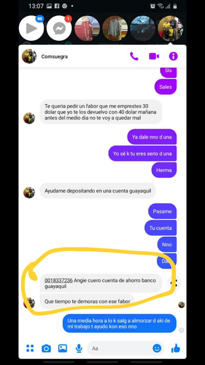 BarceMurfi_SA's tweet photo. @Sitio_Amarillo @BancoGuayaquil @MrLinkEc @Belliiisima89 @PedritoExtranja
Su ayuda:
Clonaron cuenta de facebook y escriben a familiares y amigos del afectado pidiendo dinero para supuesta compra de oxígeno para los familiares, usan nombre e imagines de la persona
Ayuden con un RT https://t.co/Ut4aDgKP36
