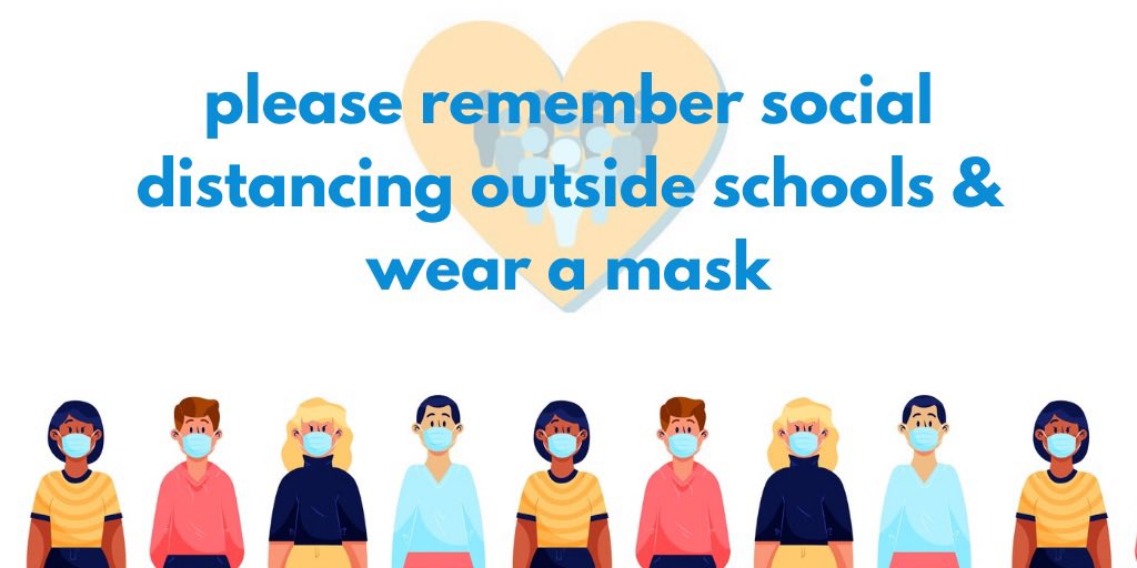 GCParentsGroup's tweet photo. As of Monday 2nd November, parents/careers will be asked to wear a face covering when dropping off or collecting children from school 💛 #HandsFaceSpace #KeepEveryoneSafe https://t.co/4X1VC6AR7k