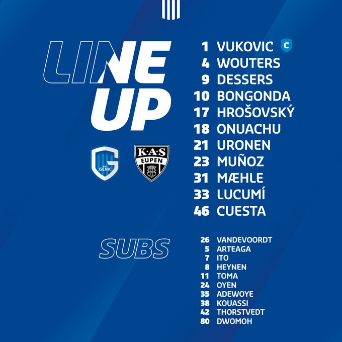 Fut_Col_Ext_loc's tweet photo. 🇧🇪 #Belgica #JupilerProLeague #Jornada11
#KRCGenk VS #KASEupen
#Titulares 🇨🇴 Jhon Lucumi 🇨🇴 Carlos Cuesta y 🇨🇴 Daniel Muñoz en #KRCGenk 
Hora 2:45 pm https://t.co/DpigE3E8Tt