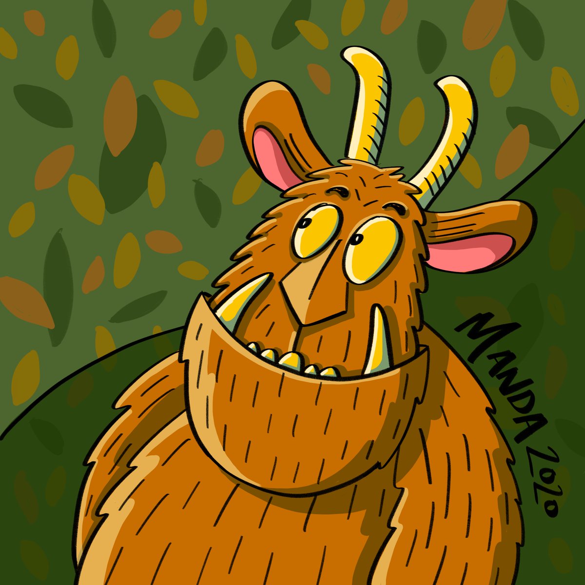 Manda_Draws's tweet photo. A #Gruffalo in the fall. My G for @AnimalAlphabets #kidlitart #fanart #illustration #animalalphabets https://t.co/vGyhVnBAsM