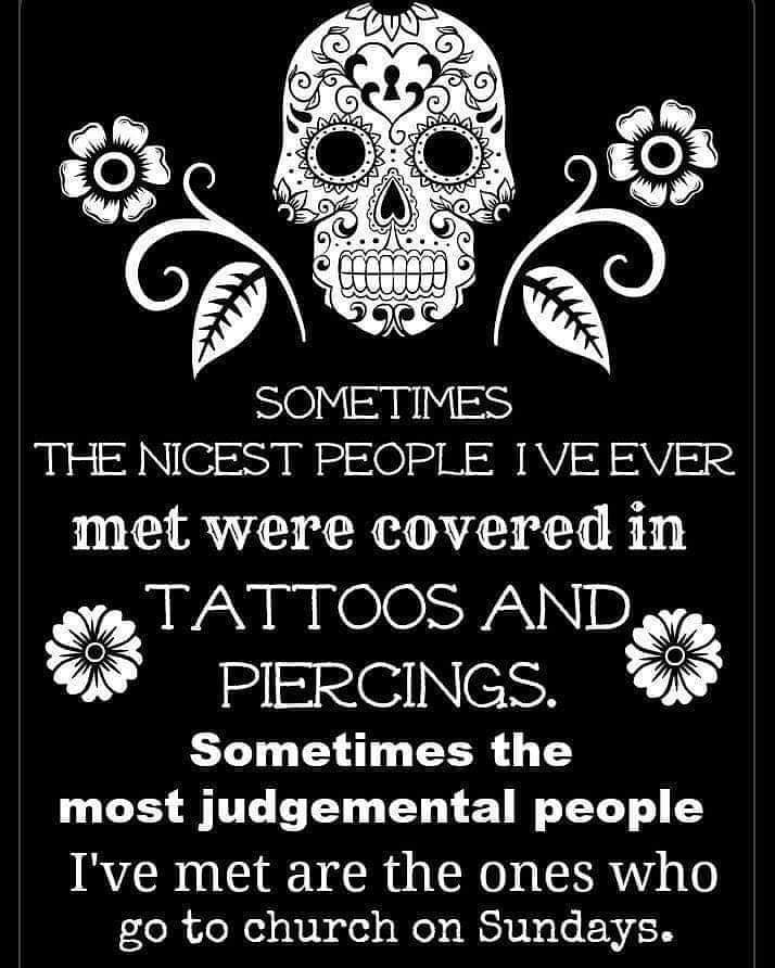 katek4307's tweet photo. I truly love this quote. One of my pet peeves is judgement. Just like going to church doesn't make you a good Christian, living in a garage won't make you a car.
#tattoo #piercing #judgement #christian #notfinished #needmoreink https://t.co/SyvUB077qL