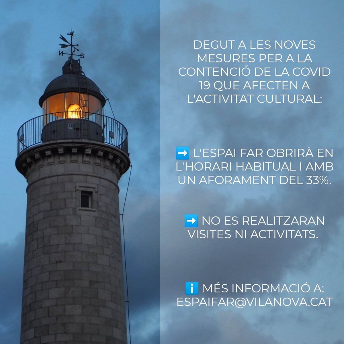 ❗Aquest dissabte obrim amb aforament limitat., de 10 a 14 h i de 16 a 18 h. El diumenge, 1 de novembre, festiu, estarà tancat.
#CulturaSegura #museusvng @ajuntamentvng @vilanovaturisme https://t.co/hQzwMMT6Ck