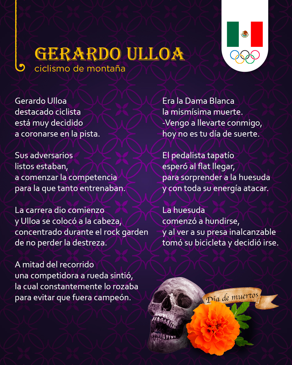 La pasión y entrega dan vida eterna.
Calaverita a <a href="/GerardoUlloa96/">Gerardo Ulloa</a> 
#diademuertos 💀 #tradicionesmexicanas🇲🇽 #2denoviembre #calaverita #juegosolimpicos #ciclismodemontaña 🚵‍♂
