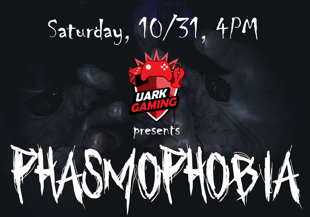 UARKGaming's tweet photo. What's that lurking in the dark...? It's... Your friend with a flashlight! Join us tomorrow (Halloween!) at 4pm on our Discord server at https://t.co/zIWCSV8JJa for a taste of @KineticGame's Phasmophobia! Bring your adrenaline... and your flashlight...👻 https://t.co/qMZpHVkC7p