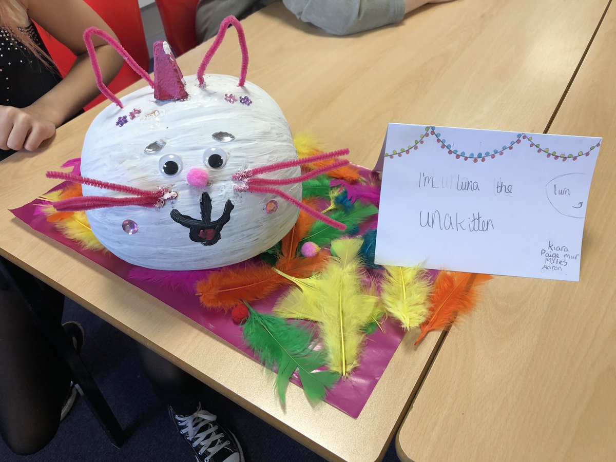 MissWilson2808's tweet photo. Taking character description to a new level! Creating characters out of pumpkins that would fit in a specific setting. Some great ideas from P7! @hiltoninverness #pumpkinfun #creativity #sparktheimagination #fantasy #underthesea #woodland #space https://t.co/b7FgkAwTZ0