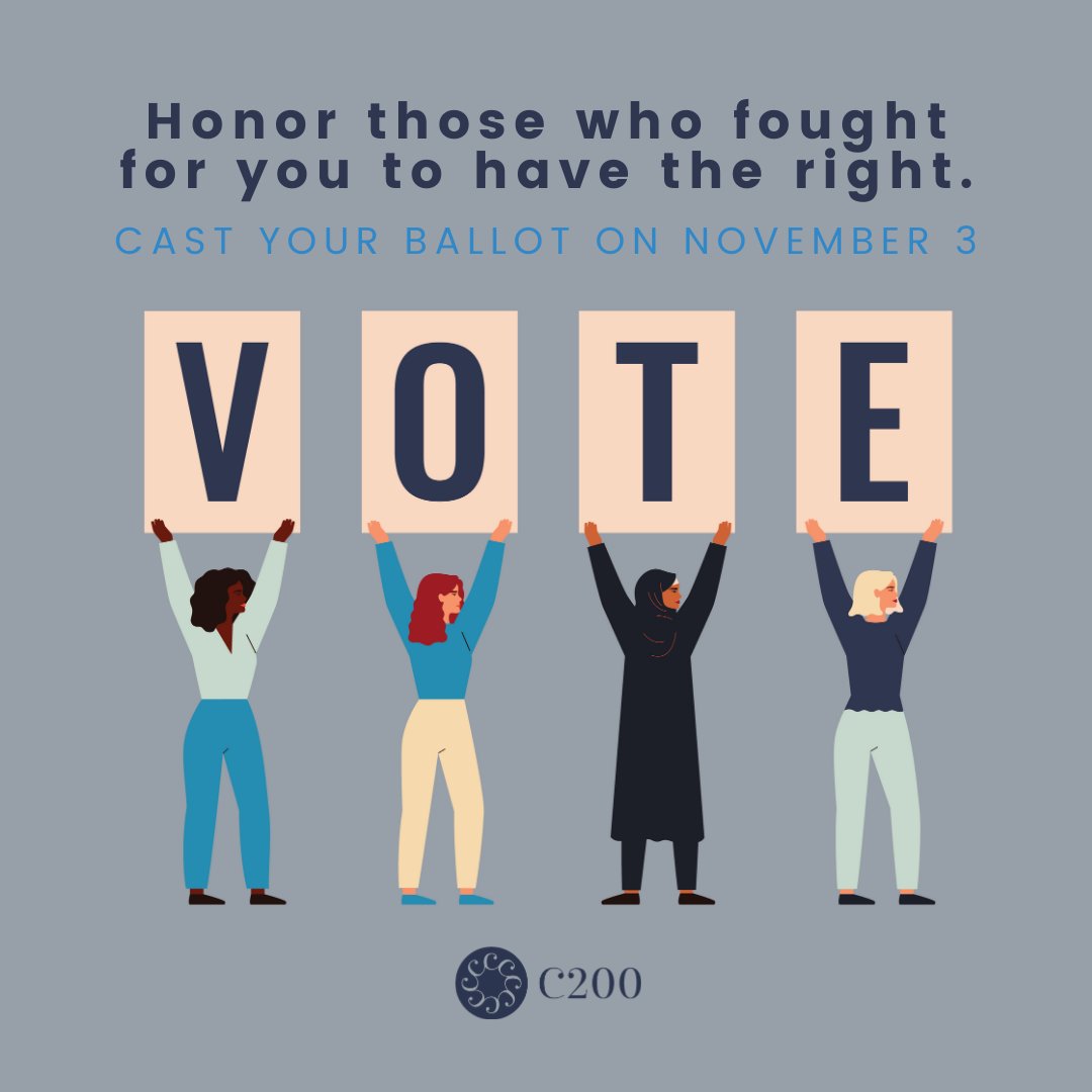 committeeof200's tweet photo. Your vote, your voice!

There is still time to #voteearly or vote on Election Day! Use your voice, cast your ballot, and honor those who fought for women to have the right to vote over 100 years ago.

#Vote #2020Election #VotingMatters #GoVote https://t.co/c7GgvXnSVe