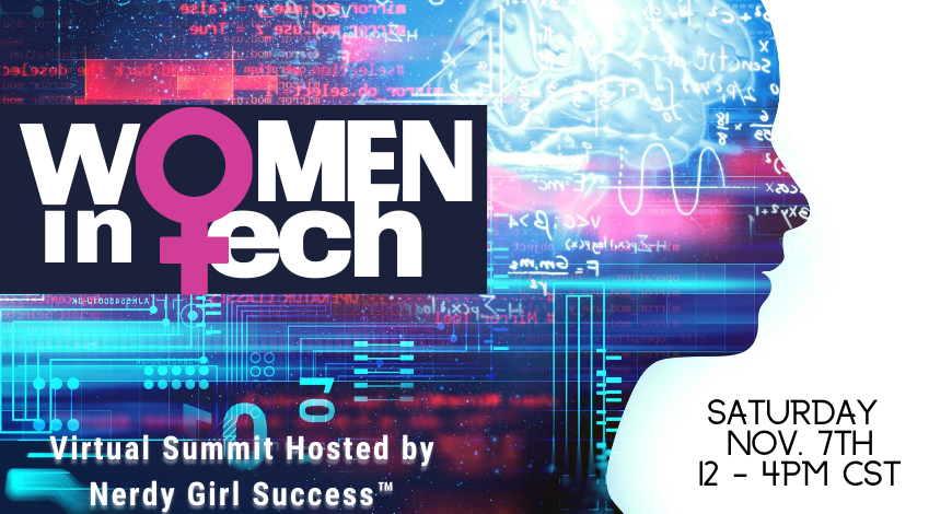 NerdGirlSuccess's tweet photo. Calling all Nerdy Girls: it's not too late to sign up for our Women in Tech Summit on Nov. 7th! Meet female powerhouses from across the industry and learn about the niche ways technology intersects with entertainment, medicine, business, and art. 
🔗https://t.co/NYpMQr49Pg https://t.co/uQsfqjSM2V