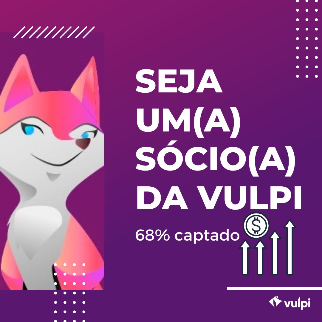 GoVulpi's tweet photo. 68% captado e contando! Já pensou em se tornar nosso(a) sócio(a)? 😉💜

Confira: https://t.co/hMqapRCqwD e vem junto transformar o mercado de #recrutamento em #ti! 💜🚀 #govulpi 

#captable #investimento #investimentos #startup #startups #captablebr #invista #tecnologia #inovação https://t.co/cN0SlZKkS9