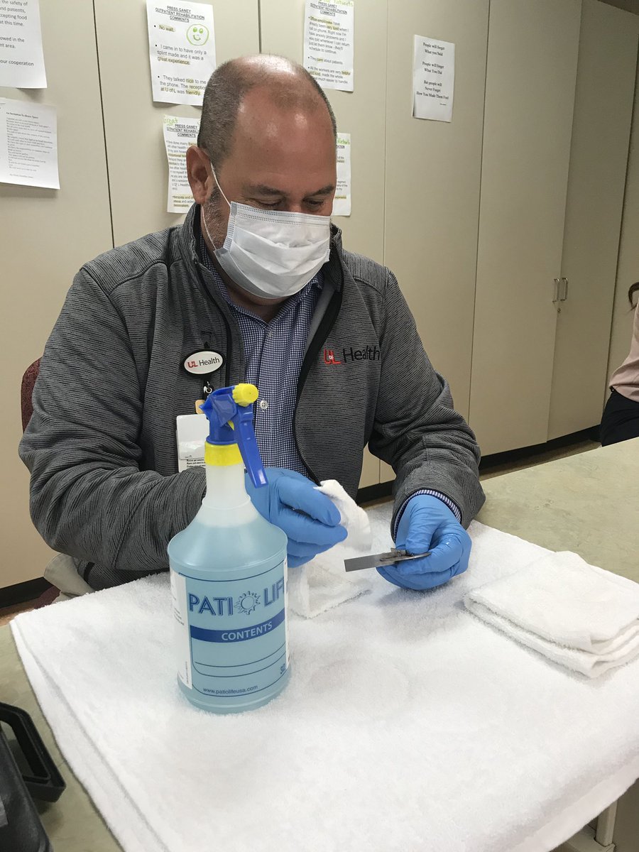 KenUofLHospital's tweet photo. Had a great time this morning working with some Health Care Heroes @UofLHealth.  The Occupational Therapy team was great (and patient).  What a great team!  Thanks Mani and the rest of the team for being so dedicated to your patients! https://t.co/Tg9YE8L3YG