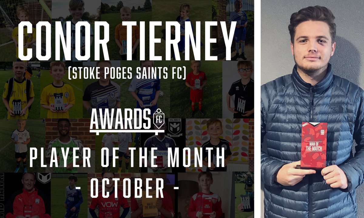 *Adult - Player of the Month*

Congratulations to October’s winner, Conor Tierney

Conor is a multiple Man of the Match winner and has been scoring for fun throughout the month of October! Check out his free-kick on their Twitter page 🔝🗑

Keep up the good work 🔥 

#AwardsFC 🏆