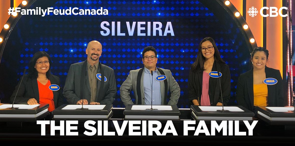 In this encore presentation of #FamilyFeudCanada, the Silveira family faces the Gunnis family! 

📺 Tune in to <a href="/CBC/">CBC</a> at 7:30 (8 NT) or stream it on <a href="/CBCGem/">CBC Gem</a> anytime.