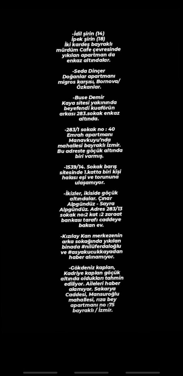 ban_gtan4's tweet photo. Bir sürü insanın isimleri var lütfen yayalım. #izmir #deprem https://t.co/GUKC1OZ9o7
