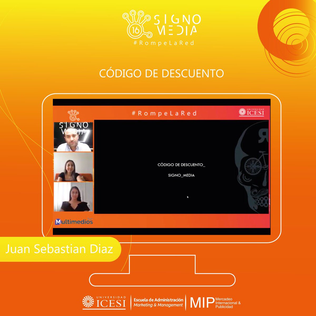 SignoMedia's tweet photo. Juan Sebastian Díaz nuestro conferencista director de mercadeo digital de @gorigogooficial nos regala para todos los usuarios de Signo Media este código de descuento en tiendas físicas y virtual hasta el día domingo #RompeLaRed #SignoMedia16 https://t.co/AeJzNFujvs