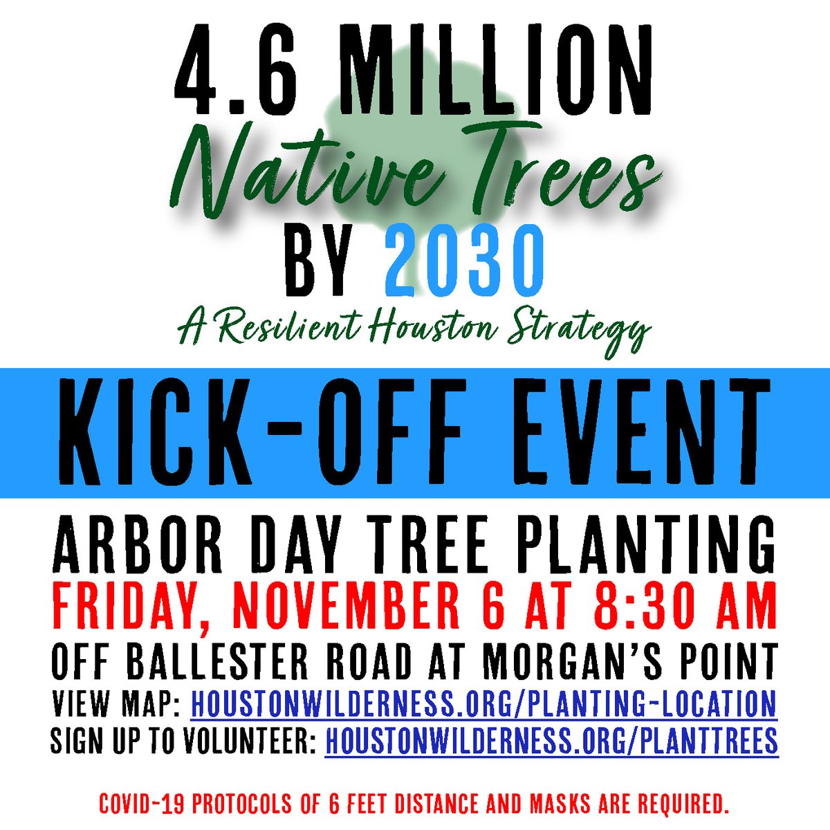 Arbor Day tree planting kick-off event! The goals is to plant 4.6 million native trees by 2030. Friday, November 6 at 8:30 a.m. 

Volunteer now: ow.ly/ITlj50C7cD3
