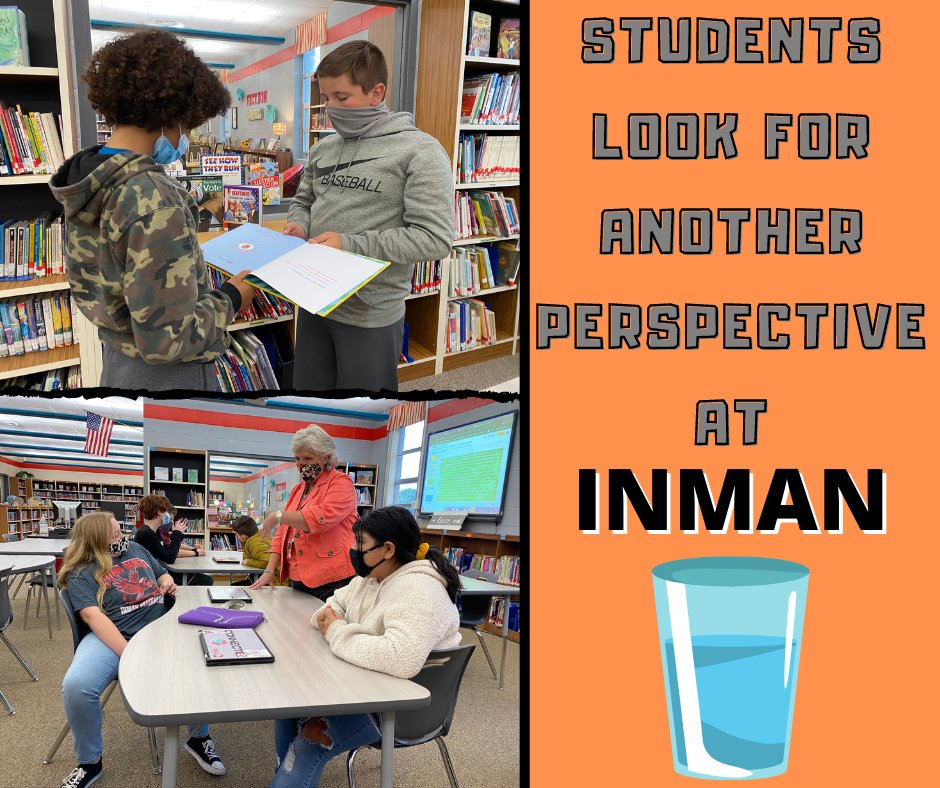 nixaschools's tweet image. Inman students are learning about different perspectives while reading the book,  &quot;I See...I See&quot;. Students looked at optical illusions and problem solved different scenarios to try and see the other side&apos;s perspective. #halffullorhalfempty