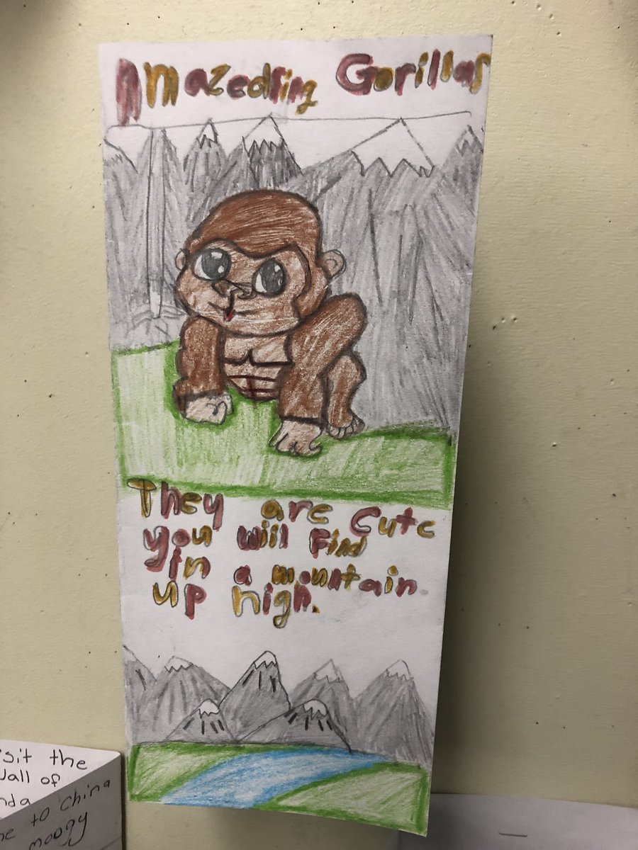 EColdbeck's tweet photo. So proud of our #SuperCappy students who continue to focus on their learning, masks and all. They created super travel brochures depicting ecotourism destinations where animal habitats are protected. https://t.co/qRuQHfbrfv
