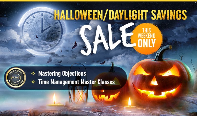 Trick or Treat yourself to 2 of our popular Master Classes! 🎃🍬

- Mastering Objections in #NetworkMarketing 
- Time Management for Network Marketing

Get lifetime access to both for a price so low, it's SPOOKY! 👻

Ends on #Halloween night at midnight: 
ow.ly/sZDN50C7uMz