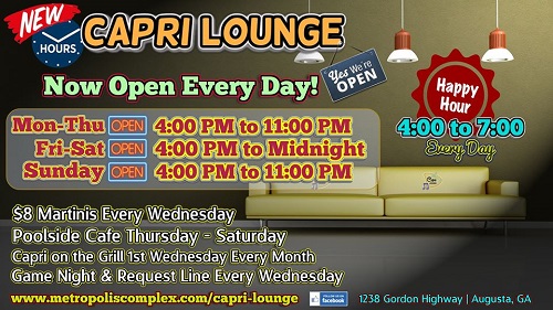 CapriLoungeAug's tweet photo. Capri Lounge At Metropolis Entertainment Complex Open EVERY DAY

#metropoliscomplex #parliamentresort #gayaugusta #gaycsra #gaytravel #instagay #gayboy #gaylife  #gaypride #gayman #gayguy #lgbt #gaycouple #gayfit #pride #gayselfie #gaycute #lgbtq  #gayhot #travelgay #bhfyp https://t.co/Gs0DceOmZD