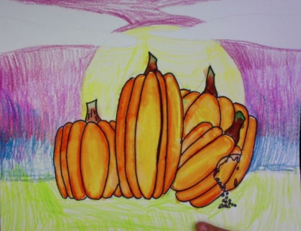 4th grade pumpkin “harvest” is plentiful! Here is a sampling! #somosot #112leads #virtualart